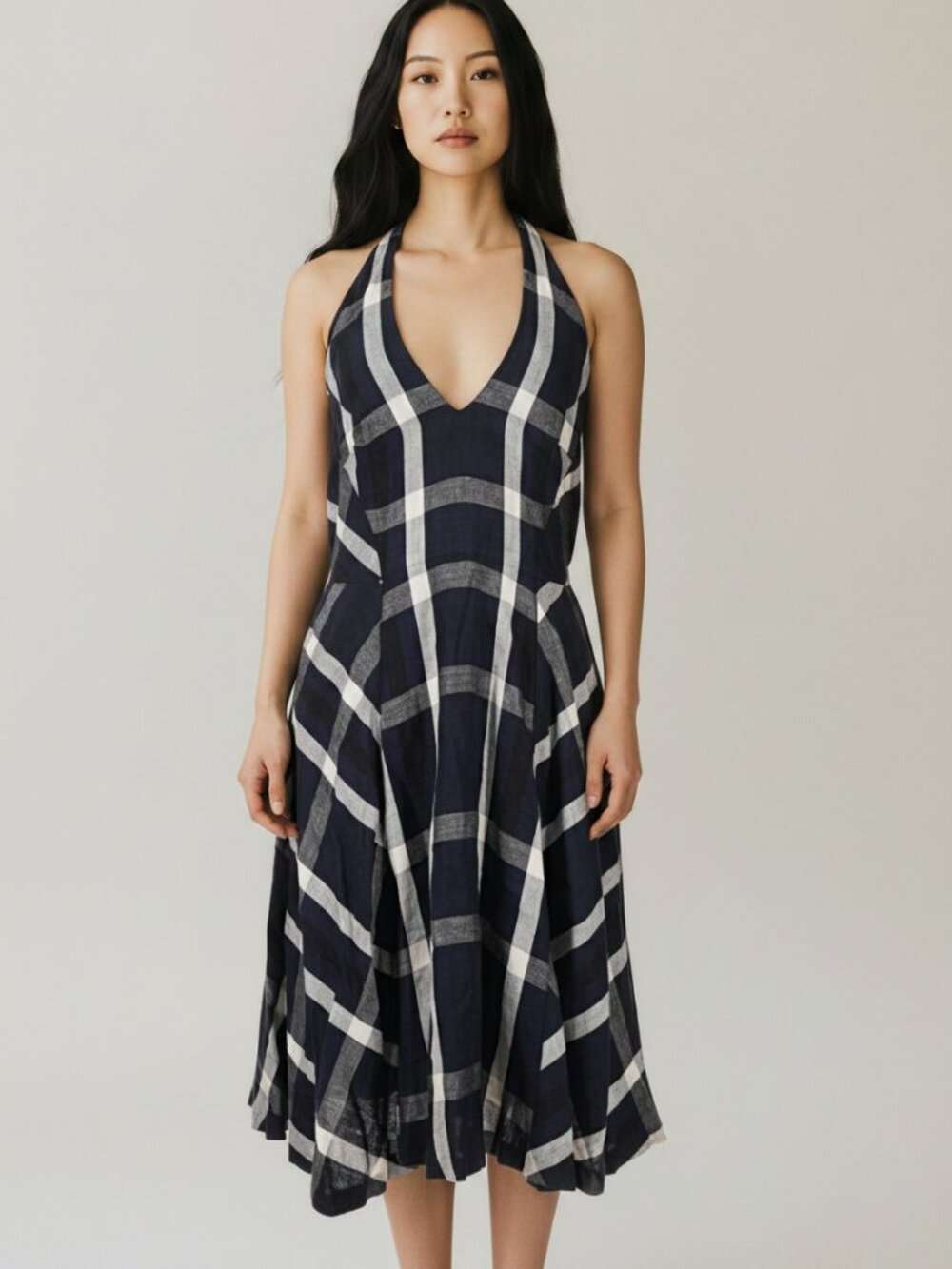 Eva Franco‎ Casual Black, Gray and White Plaid Sleeveless Dress in Size 12